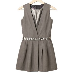 VALMAX ITALY Drop Waist Party Dress Silver Trim Crinkle Cotton Girls' 12Y Formal